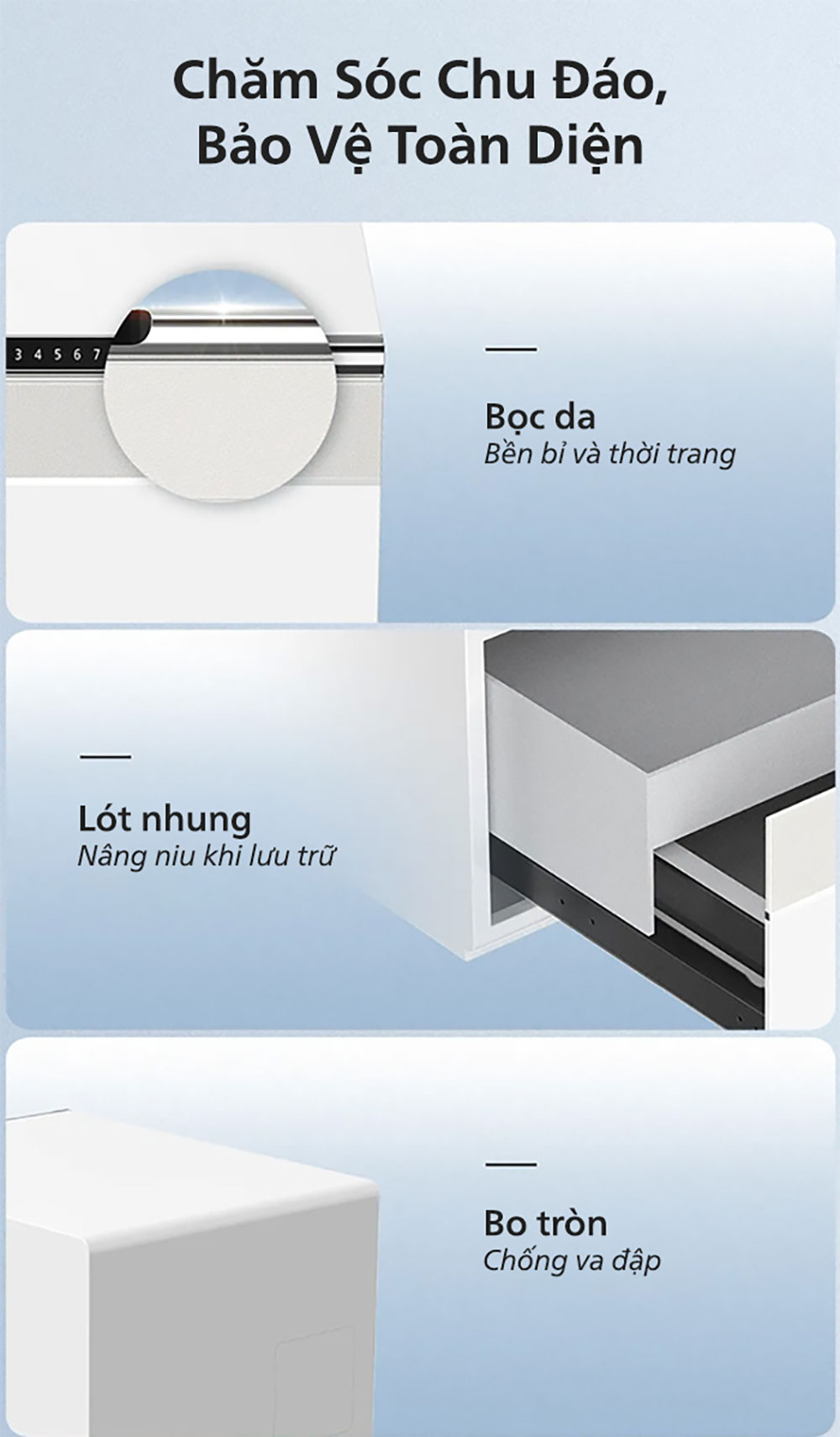 Philips SBX102 được bọc da và lót nhung cao cấp, bảo vệ tài sản của khách hàng.