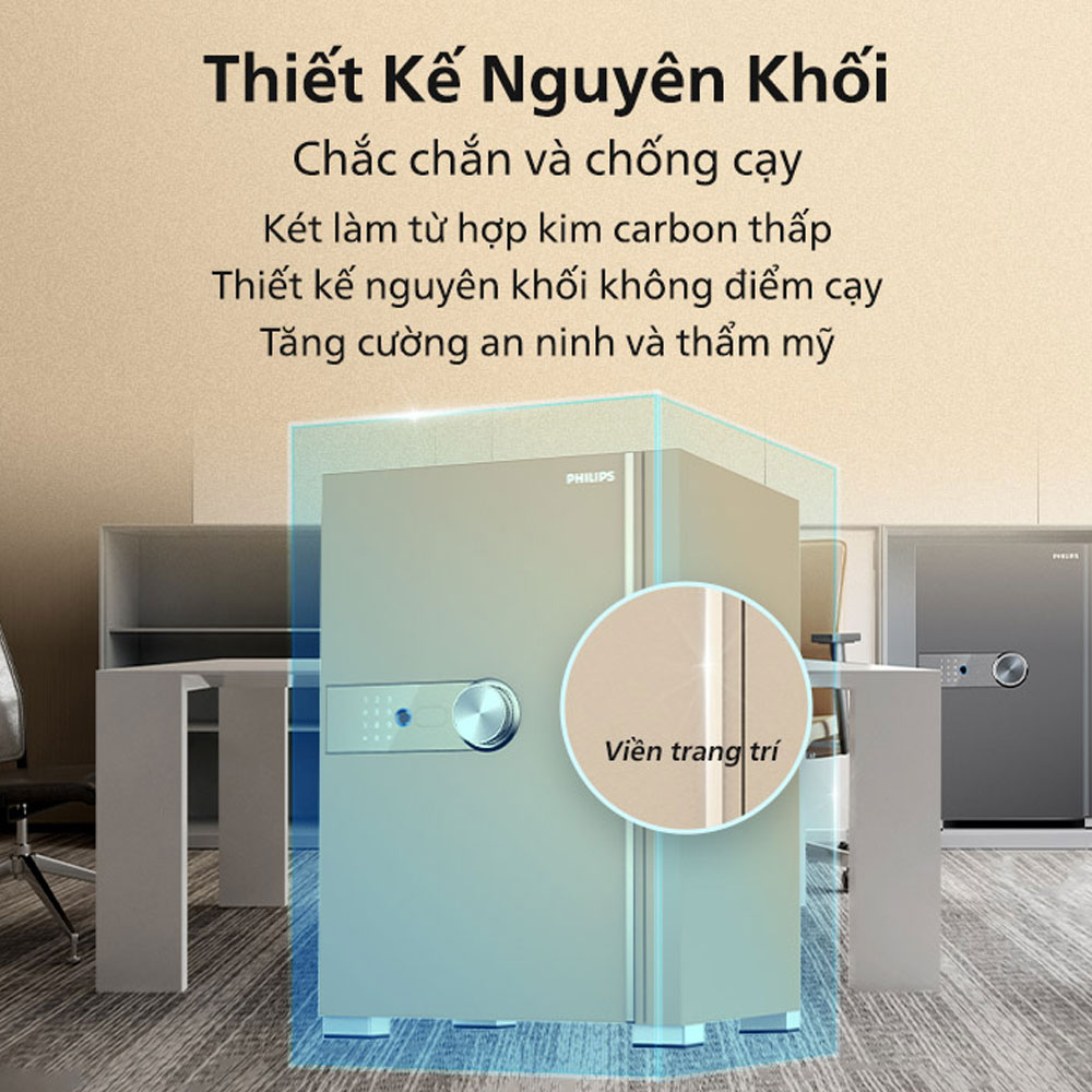 Thiết kế nguyên khố bằng hợp kim carbon thấp của két sắt Philips. Thiết kế nguyên khố bằng hợp kim carbon thấp của két sắt Philips.