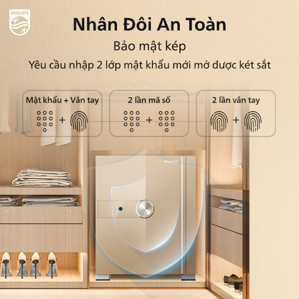 Cài đặt bảo mật kép cho két sắt Philips SBX202